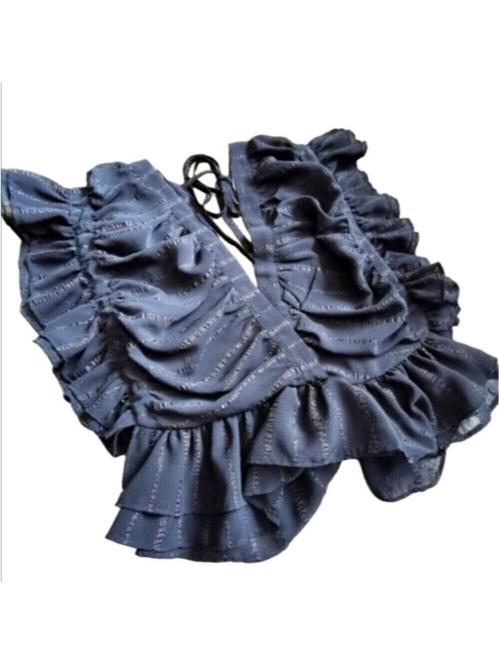 Uforia Muse Black Lace Trim V-Neck Blouse Women's Size Medium M